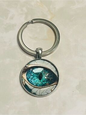 Blue Green Dragon Eye Keychain Pendant